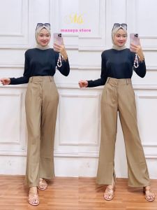Celana Cutbray Knit Wanita Highwaist Knit Cutbray Wanita Premium Celana Kekinian