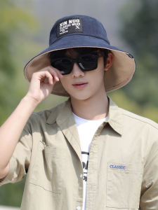 Mens Sun Protection Fishing Cap Large Brim Outdoor Casual Fishing Sun Hat Youth Trendy Climbing Hat Spring Summer Autumn