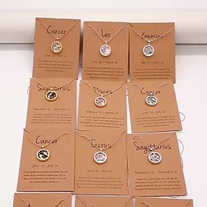 Penghantaran dari China [2025] Rantai Klavikel Aloi Syiling Terlaris Emas Kalung Siang dan Malam Kalung Pasangan Zodiak Kalung Rakan Terbaik 3.5