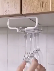 Metal Wine Glass Rack Under Cabinet Stemware Wine Glass Holder Single Row No Screw Metal Hanging Rack