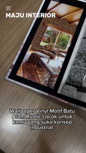 Wallpaper Dinding Batu Alam Rustic Industrial Kasar 3D Effect Grey Abu Cream / Walpaper Vinyl Murah