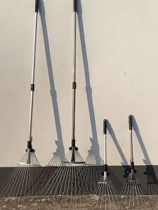 Metal grass rake dead leaves rake wire raking grass rake telescopic rake loosening soil rake