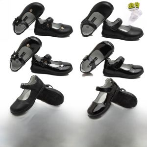 รองเท้าหนังสีดำสำหรับเด็กผู้หญิง ทรงหัวมน สวมใส่ไปโรงเรียน รองเท้าเด็กผู้หญิงสไตล์เจ้าหญิง รองเท้าเด็กผู้หญิง