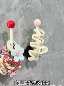Wall Mount Dopamine Hair Hook No Drilling Hair Accessory Rack Bathroom Scrunchie Hairpin Headband Home Storage Organizer