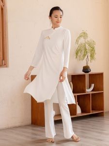 ชุดโยคะสตรีสีขาวสไตล์จีนใหม่ ชุดเต้นรำแบบไฮเอนด์ ชุดโยคะผู้หญิง ชุดโยคะฤดูใบไม้ผลิ ชุดโยคะฤดูร้อน ชุดโยคะฤดูใบไม้ร่วง ชุดโยคะฤดูหนาว