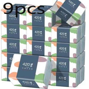 1-9PCS ขายส่งเป็นมิตรกับสิ่งแวดล้อมแบบพกพาไม่มีเรืองแสง Virgin เยื่อไม้เนื้อเยื่อนุ่มสบาย 5 ชั้นกระดาษทิชชูใบหน้า