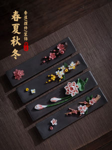 Creative Ceramic Lotus Incense Holder Sandalwood Oven Incense Stand Zen Art Indoor Handmade Sculpture Incense Tray