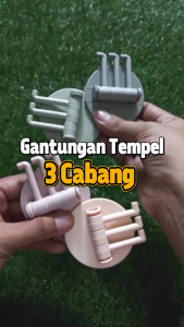GANTUNGAN TEMPEL HOOK CABANG 3 KAIT AKSESORIS KAMAR MANDI KAIT HANDUK CELANA PAKAIAN