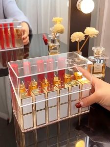 【SG】Lipstick Storage Box Dustproof with Cover Lipstick Lip Glaze Acrylic Finishing Rack Storage Rack for Split Storaging Box 18/24 Grid