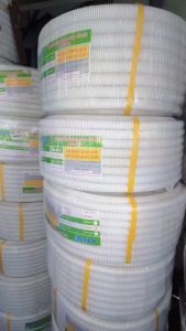 Ống ruột gà trắng MPE phi 16/20/25/32 luồn dây điện chống cháy tốt (cuộn 25m 40m 50m) - Hàng chính hãng