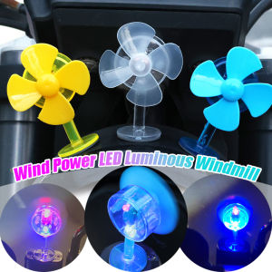 3PCS Mini Wind Power LED Luminous Windmill Motorcycle Handlebar Decoration Color Light Rotating Fan DIY Helmet Shape Universal Bicycle Electric Vehicle Motorcycle Decorative Accessories