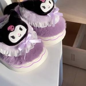 Xixitiao Dép bông sang trọng mang lại sự thoải mái mùa đông ấm áp sinh viên nhà giam Giày Sanrio ngọt ngào dễ thương ngầu clow M Dép bông nữ