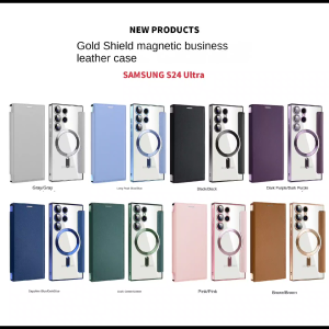 BKKONLINE (เรือจากประเทศไทย) Samsung Galaxy S24 Ultra เคสกันกระแทกพับได้สำหรับชาร์จไร้สาย Magsafe สำหรับ พร้อมช่องใส่บัตรแม่เหล็ก เคสหนังใสแบบยืดหยุ่น