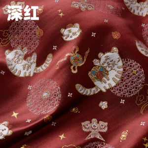 ผ้าซาตินจีนโบราณ ผ้าปักลายมือทำจากผ้าซาตินระดับไฮเอนด์ ชุดเด็ก เสื้อผ้าเด็ก เสื้อผ้าคลุมบุพการี ผ้าปักลายแมวจีน