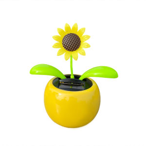 Solar Flower Swing Sunflower Flower Pot Car Center Console Interior Decoration Decorative Shaking Head Apple like Flower Ornaments