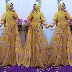Abella Inaya Syari COD LD100-110 PB140 Busui Set Khimar Ceruty Printing Mix List Pita Gold Estetik Best Seller Super Premium Terlaris Terviral Elegant Baju Murah Gamis Syari Murah Baju Lebaran Terkini Baju Baru