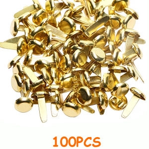 100pcs Bag Feet Stud Spike 8mm Round Purse Nailheads Spike Prong Studs Bag Bottom Stud for Handbag Purse Clothing DIY Leather