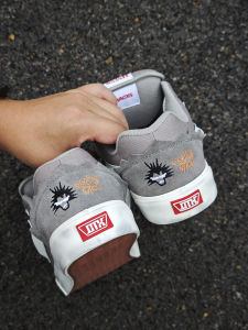 Knu Skool Collaborative Grey Lightning Fat Bread Casual Shoes Color Block American Street Style Board Shoes Low Top Canvas Slip-On