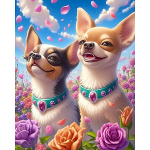 DIY Oil Painting By Numbers Dogs Animal Canvas Paint Kit For Adults Coloring By Numbers Flower Home Bedroom