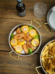 European Style 304 Stainless Steel Flat Bottom Pan Seafood Pot with Double Ear Plate for Home Use Dry Pot Special Kitchenware