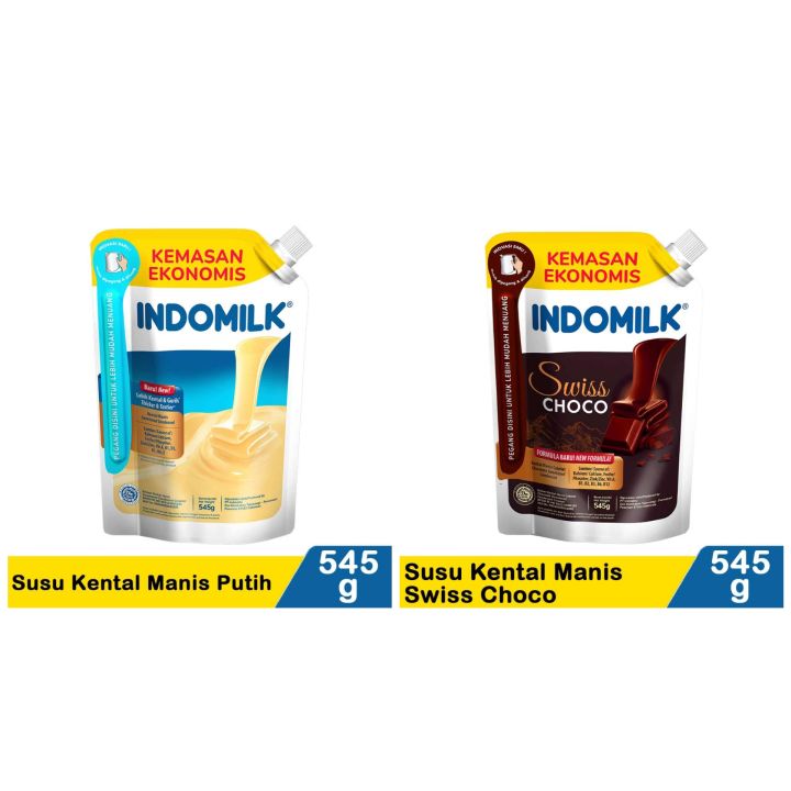 [KEMASAN TERBARU] INDOMILK Susu Kental Manis Putih / Choco Pouch 545gr ...