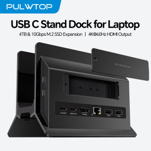 PULWTOP Laptop Docking Station with M.2 SSD Expansion HD 4K RJ45 USB-C 2USB C 10Gbps SD/TF for Full-featured Type-C Laptops