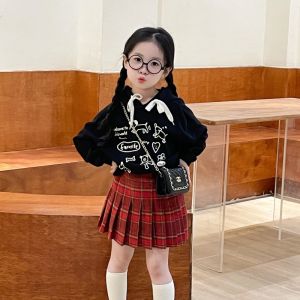 กระโปรงสั้นผ้าขนสัตว์ลายสก็อตสีแดงสำหรับเด็กผู้หญิง กระโปรงสั้นฤดูหนาว กระโปรงสั้นคริสต์มาส กระโปรงสั้นฤดูใบไม้ร่วง กระโปรงสั้นเด็ก