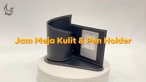 Meja Jam Kulit Hitam & Tempat Alat Tulis Serbaguna