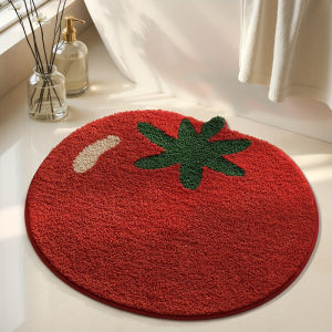 VIKAMA Creative Tomato Plush Carpet Absorbency Non-Slip Bathroom Floor Mat Bedroom Bed Side Carpet Home Decoration