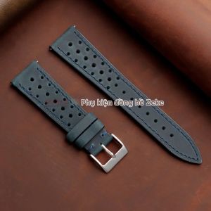 Dây Đeo Đồng Hồ Bằng Da Cổ Điển Tháo Lắp Nhanh 18mm-24mm Màu Nâu Thoáng Khí Có Lỗ Thoáng Khí Tương Thích Với Omega Seiko Rolex Huawei Samsung