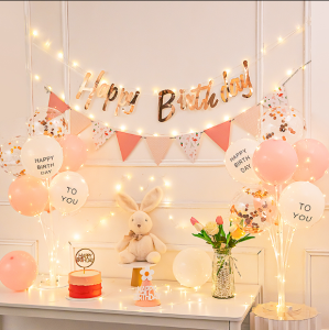 Girls Birthday Rubber Balloons Decoration Baby Girls Internet Celebrity Ins Full-Year Birthday Party Background Wall Layout Boys Children