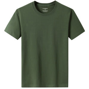 Loose Fit Cotton Summer T-Shirt Mens Short Sleeve round Neck Big Size Half Sleeve Fashionable Black White Solid Color Tee