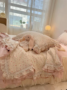 Fairytale Cotton Lace Summer Quilt Set Four Pieces Machine Washable Pure Cotton Air Conditioner Quilt Thin Comforter