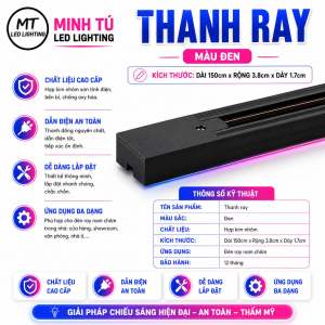 Thanh Ray Đèn LED Rọi 1 Pha Màu Đen Trắng - Ray Track Light 0.5M 1M 1.5M 2M - Đầu Nối Chữ I L T Đầu Cấp Điện