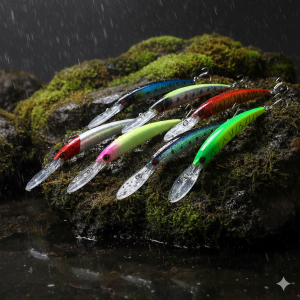 6pcs Deep Diving Jerkbait 15cm 15g Long Tongue Minnow Wobbler Hard Bait Fishing Lure for Pike Zander Bass Walleye