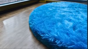 Karpet Bulu rasfur bulat isi polyfoam ukuran diameter 100cm tebal 25cm