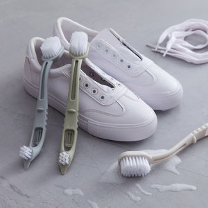 1pc Dual-Headed Long Handle Cleaning Brush Soft Bristle Shoe Brush Shoes Cleaning Brush Stains Removal Brush Multifunctiona