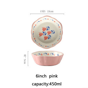 YWDL Heat Resistant Ceramic Salad Bowl With Wavy Edges Dessert Bowl Kitchen Fruit Dish Microwave Oven Oven Safety 6inch