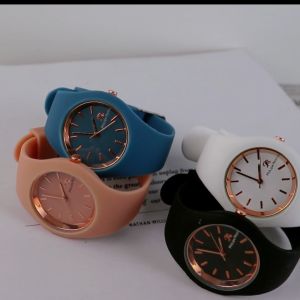 PhiLipe Ricci Jam Tangan Wanita Kecil Original Cewek Analog Strap Karet Tali Rubber Diameter Bulat Model Simpel Kekinian 9063 Woman Watches Modern Free Box