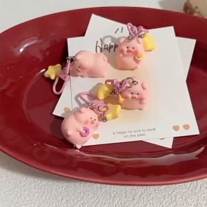 Móc Khóa Dễ Thương Chú Heo Hồng Nhỏ và Ngôi sao Móc treo balo túi xách Hình heo hồng dễ thương