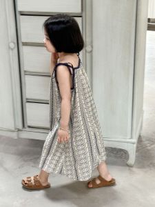 Girls Casual Dresses Summer New Korea Childrens Clothing Korean 2026 Lovely Fragmented Flowers Loose Fashion Striped