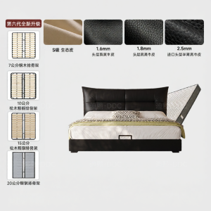 Giường Da Phong Cách Đơn Giản Có Kệ Lưu Trữ 1.8m