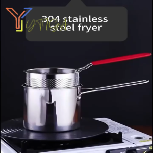 Panci multifungsi 4 bagian penggorengan dalam stainless steel penjepit makanan penyaring oli