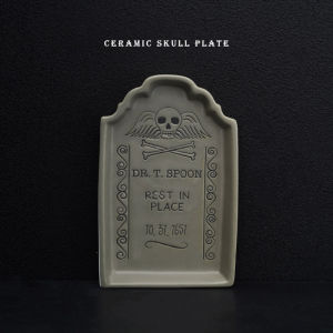 Gothic Style Skeleton Tombstone Ceramic Plate Dining Utensils Fruit Tray Snack Plate Afternoon Tea Dessert Dish Nordic Style