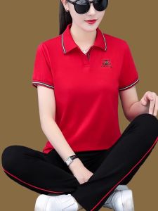 Pure Cotton Casual Sportswear Set Womens Summer New Style Square Dance Two-Piece Suit Mom Leisure Fashion Mid-Aged Women