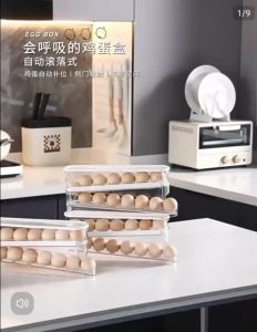 1pc Storage Rack Double-layer Slide-type Egg Box Double-layer Automatic Egg Roller Countertop Anti-fall Egg Storage B