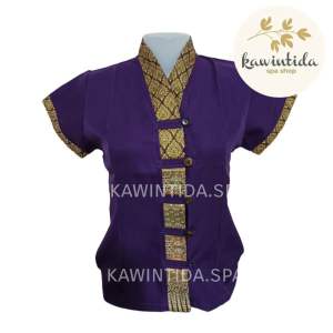 ชุดนวด ชุดพนักงานสปา เสื้อรุ่น คอวี