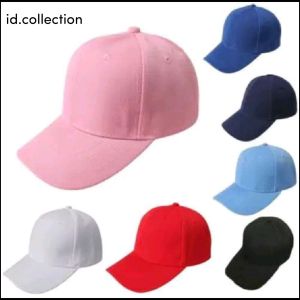 Topi Polos Dewasa Banyak corak warna Bahan Tuil Belakang pakai tali rel