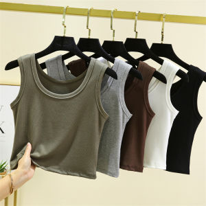 Short Summer Crop Top Small Sling Vest Womens Knitting Thread Inner Wear Base Sleeveless Pure Color Silm Thin Tops