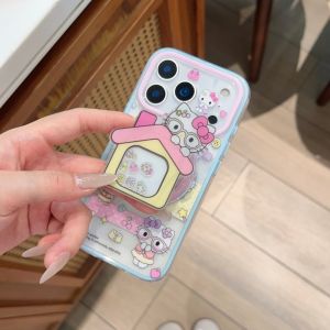 Sanrio | Ốp Điện Thoại Hoạt Hình Hello Kitty Cho iPhone 17/16/15 Pro Max Tích Hợp Giá Đỡ Từ Tính 2 Trong 1 Chống Sốc Chống Trượt Chống Xước